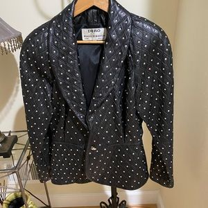 Beautiful black leather rhinestone studded jacket